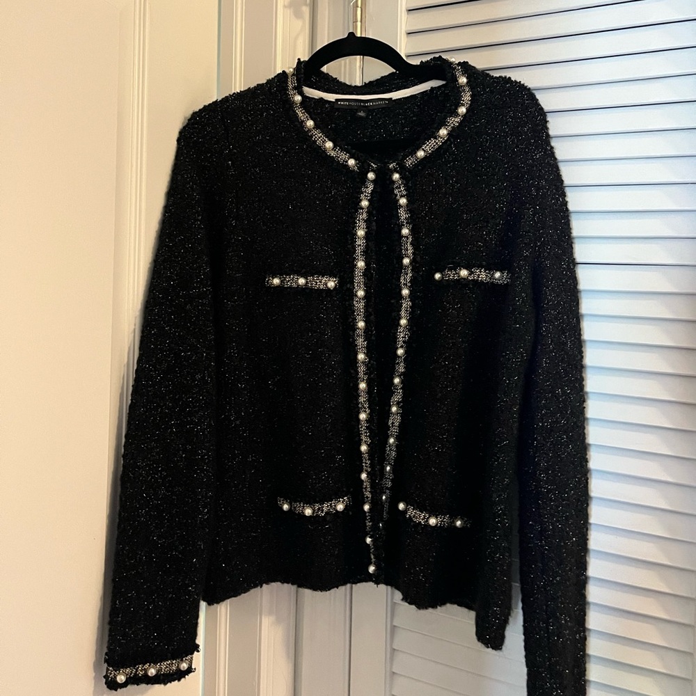 White and Black cardigan sweater